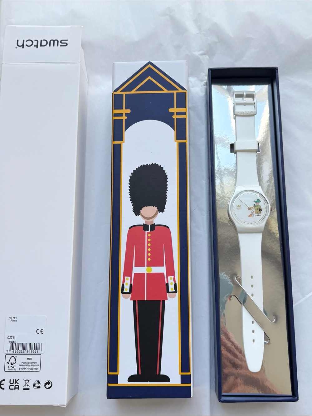 Swatch “How Majestic” Queen Elizabeth’s Platinum Jubilee Watch. GZ711 New In Box
